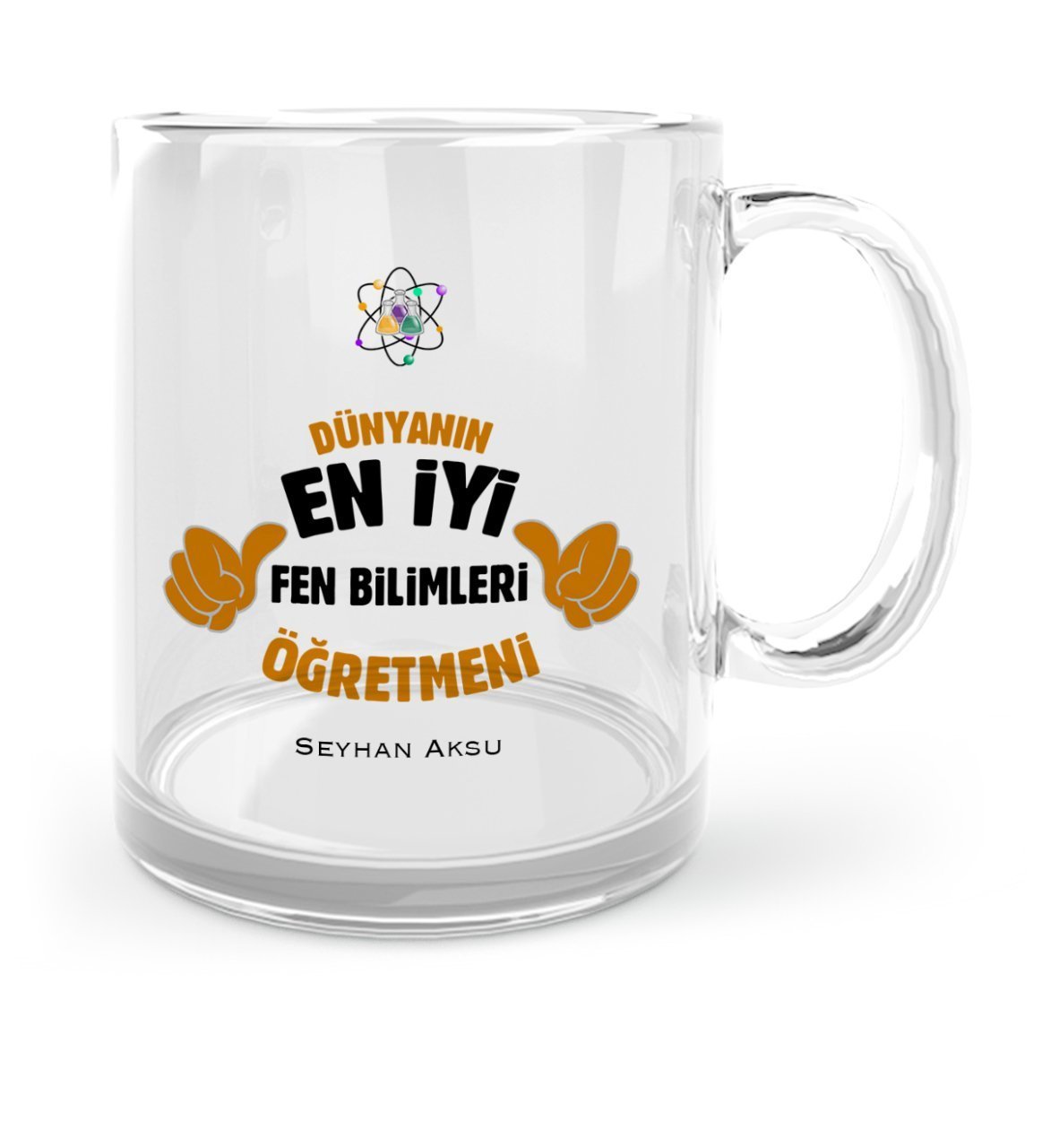 Kişiye Özel Fen Bilimleri Öğretmeni Cam Kupa Bardak - 1