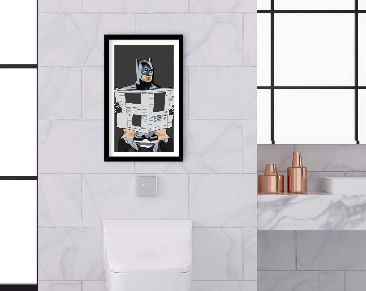 BK Home Banyo Tuvalet Dekoratif Ahşap Siyah Çerçeveli Tablo-14