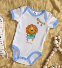 BK Kids Kişiye Özel İsimli Mavi Bebek Body Zıbın ve Erkek Bebek İğnesi Hediye Seti-23