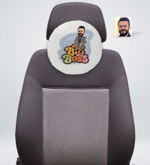 Kişiye Özel Erkek Big Boss Karikatürlü Yuvarlak Araç Koltuk Yastığı-3
