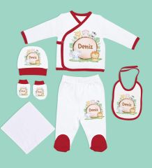 BK Kids Kişiye Özel Hastane Çıkışı, Bebek Kıyafeti, Yeni Doğan Bebek Hediyesi, 6 Parça Kırmızı Bebek Elbise Giyim Seti-23