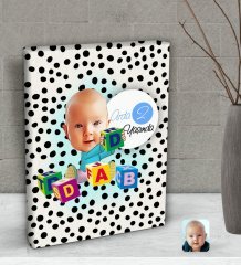 Kişiye Özel Bebek Yaş Karikatürlü Dekoratif Mini Kanvas Tablo 15x20cm-5