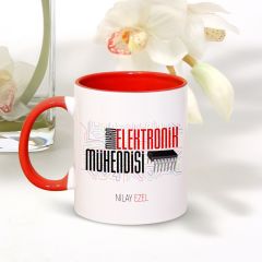 Kişiye Özel Mesleki Mikroelektronik Mühendisi Kırmızı Kupa Bardak - 001