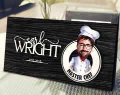 BK Gift Kişiye Özel Erkek Chef Karikatürlü Kabartma Figürlü Ahşap Tablo, Duvar Dekoru, Arkadaşa Hediye, Özel Tasarım Ev Hediyesi-3
