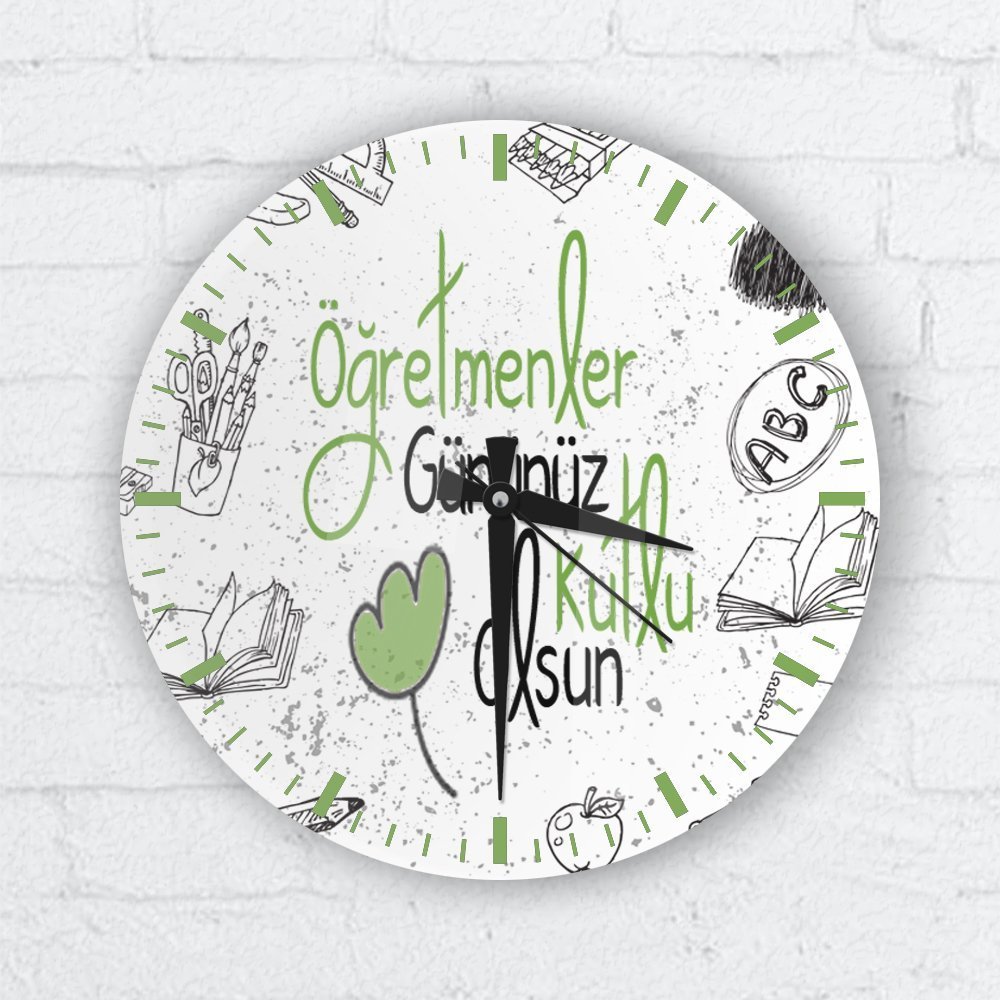 Kişiye Özel Cam Duvar Saati (Öğretmenler Günü Temalı - 30)