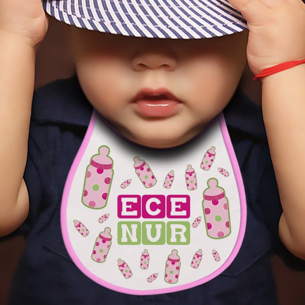 Kişiye Özel Mama Önlüğü (Pembe - Beyaz) 2