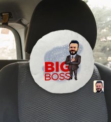 Kişiye Özel Erkek Big Boss Karikatürlü Yuvarlak Araç Koltuk Yastığı-2