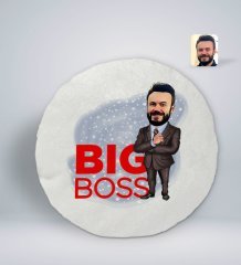 Kişiye Özel Erkek Big Boss Karikatürlü Yuvarlak Araç Koltuk Yastığı-2