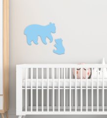 BK Gift Sevimli Ayılar Tasarımlı Çocuk Odası Ahşap Duvar Süsü-1