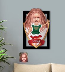 Kişiye Özel İsimli Kız Çocuk Karikatürlü 3D Ahşap Tablo-18