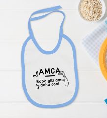 BK Kids Amca Baba Gibi Tasarımlı Mavi Bebek Body Zıbın ve Mama Önlüğü Hediye Seti-1