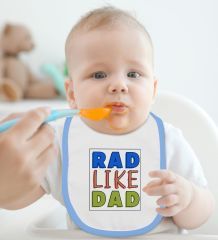 BK Kids Rad Like Dad Tasarımlı Mavi Bebek Body Zıbın ve Mama Önlüğü Hediye Seti-1