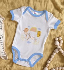 BK Kids Kişiye Özel Mavi Bebek Body Zıbın - Model 164