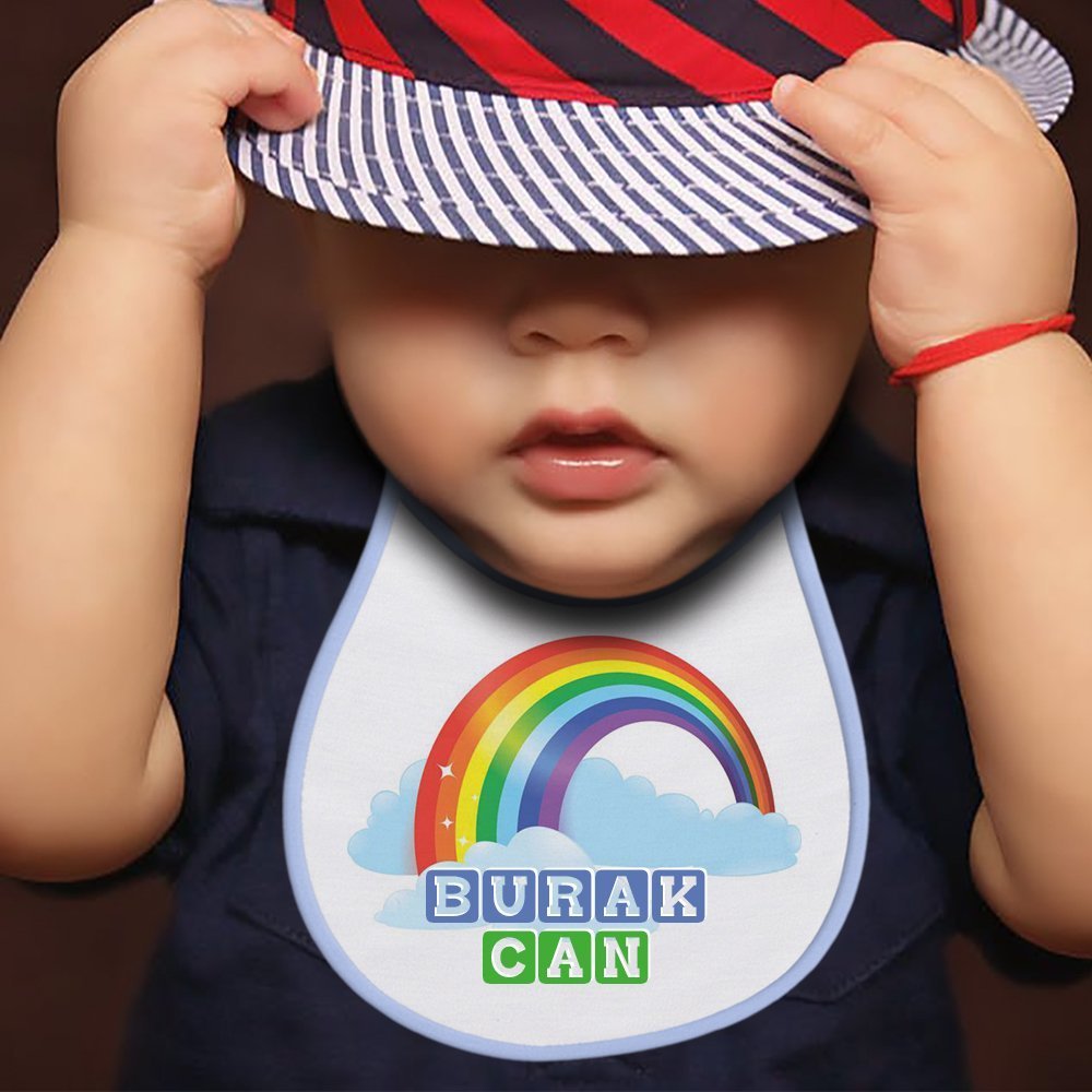 Kişiye Özel Mama Önlüğü (Mavi - Beyaz) 2