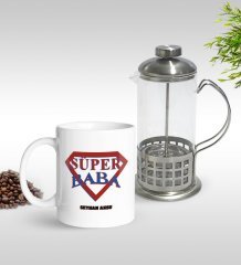 Kişiye Özel Süper Baba Tasarımlı Kupa & French Press Seti-3