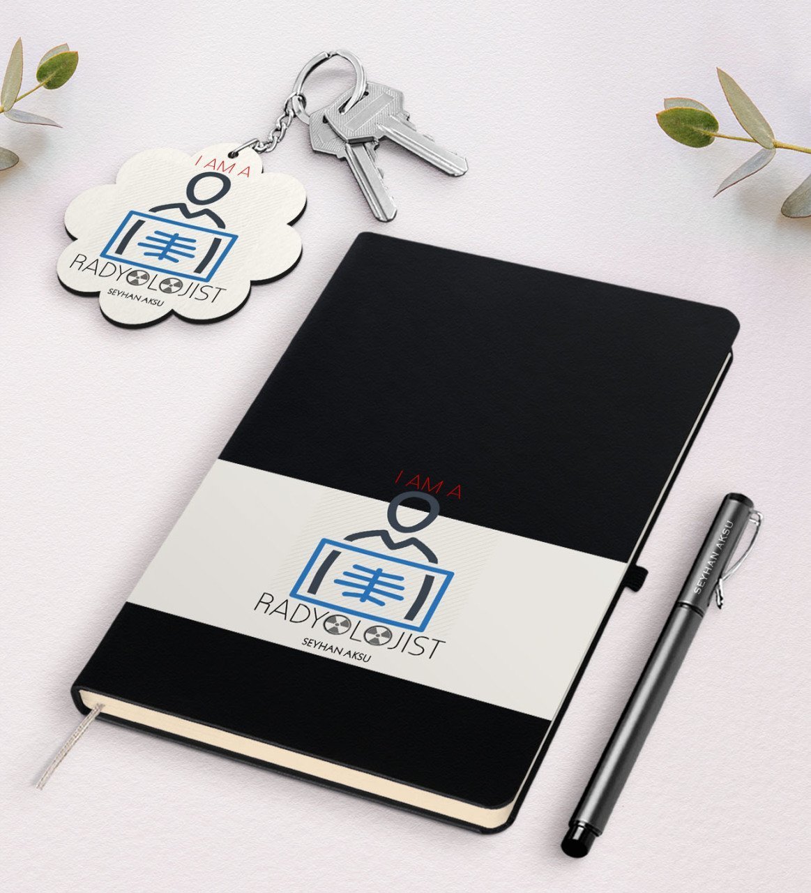 Kişiye Özel Radyolojist Siyah Defter Kalem Ve Anahtarlık Hediye Seti-1