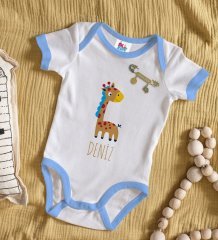 BK Kids Kişiye Özel İsimli Mavi Bebek Body Zıbın ve Erkek Bebek İğnesi Hediye Seti-17