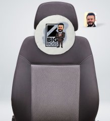 Kişiye Özel Erkek Big Boss Karikatürlü Yuvarlak Araç Koltuk Yastığı-1