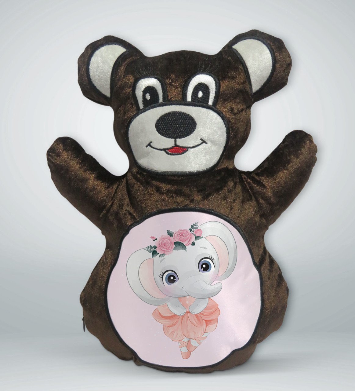 BK Gift Sevimli Fil Tasarımlı Kahverengi Ayıcık Yastık-12