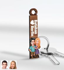 BK Gift Kişiye Özel Sevgili Temalı 2’li Ahşap Anahtarlık, Sevgiliye Hediye,Doğum Günü Hediyesi, Sevgililer Günü Hediyesi-9