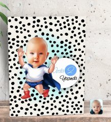 Kişiye Özel Bebek Yaş Karikatürlü Dekoratif Mini Kanvas Tablo 15x20cm-3