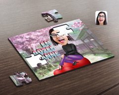 Kişiye Özel En Güzel Anne Karikatürlü Ahşap Puzzle-1