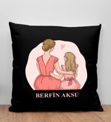 BK Gift Kişiye Özel İsimli Anneler Günü Tasarımlı Siyah Kırlent Yastık, Anneye Hediye, Ev Dekorasyonu, Anneler Günü Hediyesi-5