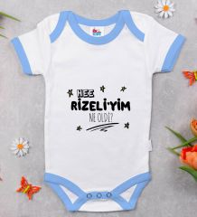 BK Kids Rizeliyim Ne Oldi Tasarımlı Mavi Bebek Body Zıbın-1