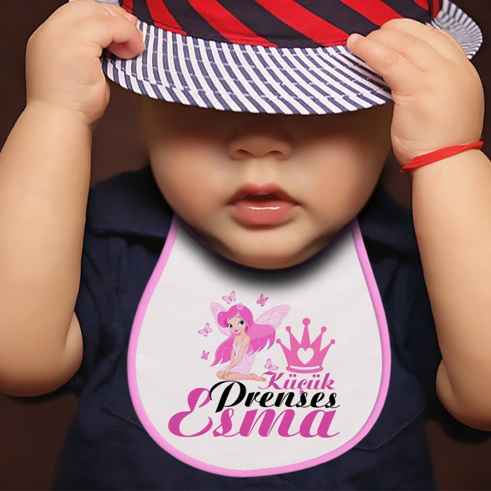 Kişiye Özel Mama Önlüğü (Pembe - Beyaz) 1