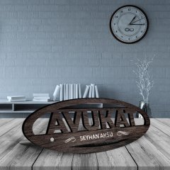 Kişiye Özel Mesleki Avukat Ahşap Masa İsimliği (Model E5)