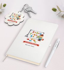 Kişiye Özel Matematik Öğretmeni Beyaz Defter Kalem ve Anahtarlık Hediye Seti-5