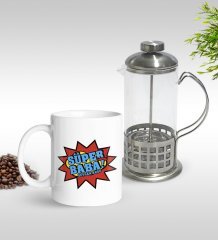 Kişiye Özel Süper Baba Tasarımlı Kupa & French Press Seti-2