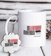 Kişiye Özel Mesleki Mikro Elektronik Mühendisi Beyaz Kupa ve Anahtarlık Hediye Seti-1