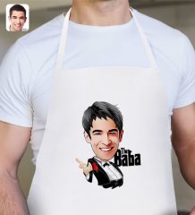 Kişiye Özel Godfather Baba Karikatürlü Beyaz Mutfak Önlüğü-2