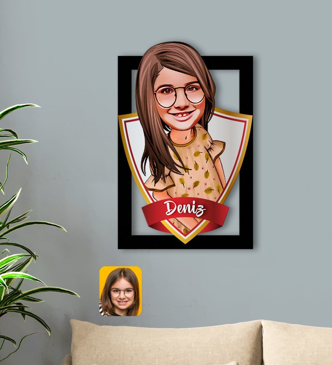 Kişiye Özel İsimli Kız Çocuk Karikatürlü 3D Ahşap Tablo-8