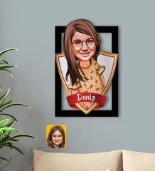 Kişiye Özel İsimli Kız Çocuk Karikatürlü 3D Ahşap Tablo-8