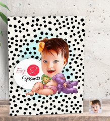 Kişiye Özel Bebek Yaş Karikatürlü Dekoratif Mini Kanvas Tablo 15x20cm-2
