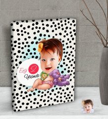 Kişiye Özel Bebek Yaş Karikatürlü Dekoratif Mini Kanvas Tablo 15x20cm-2