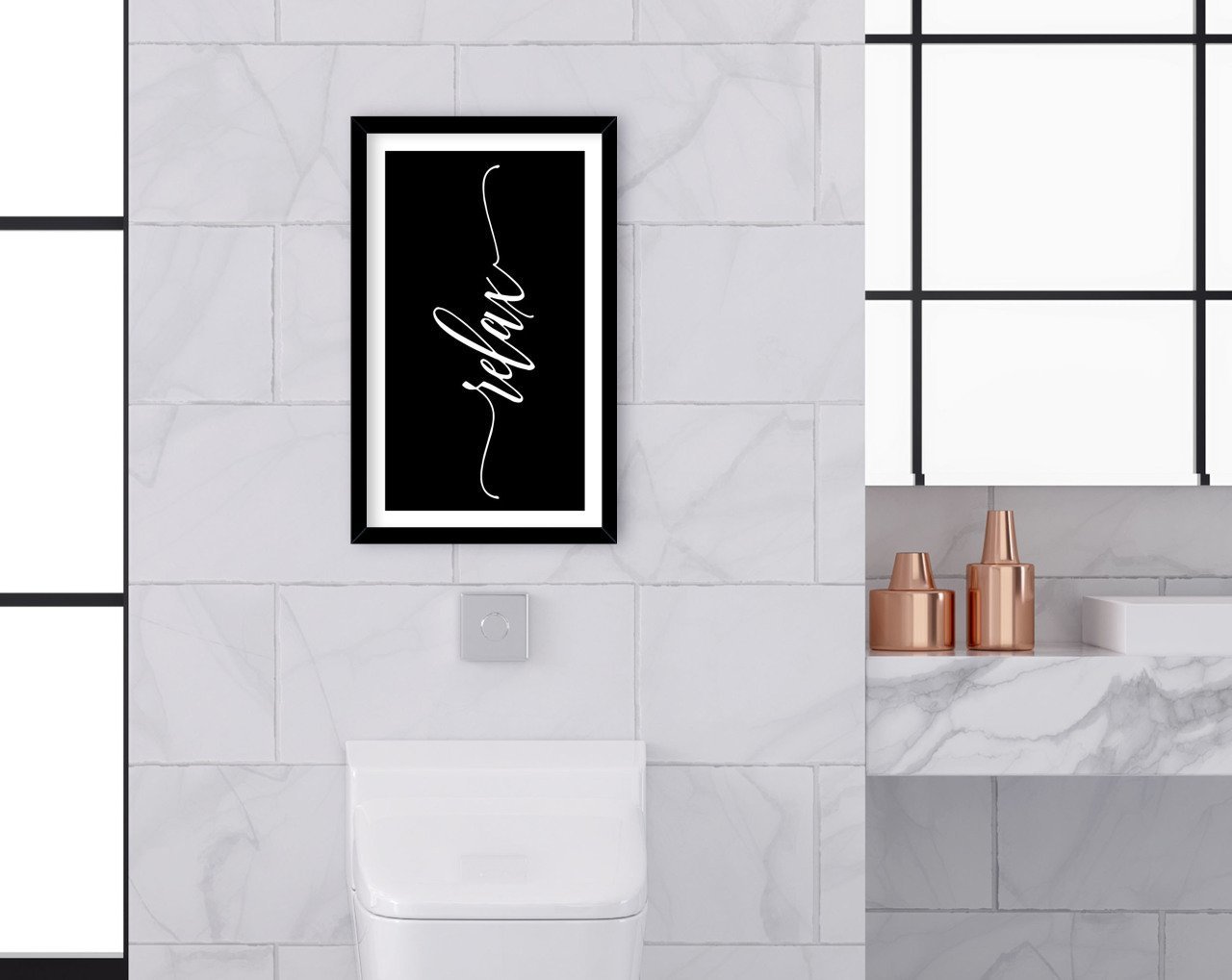 BK Home Banyo Tuvalet Dekoratif Ahşap Siyah Çerçeveli Tablo-10