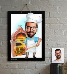 Kişiye Özel Bay Kebapçı Karikatür Ahşap Tablo - 1