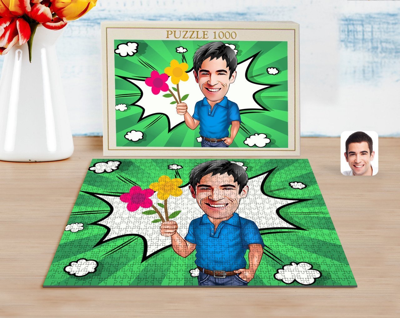 Kişiye Özel Erkek Karikatürlü 1000 Parça Profesyonel Puzzle-1