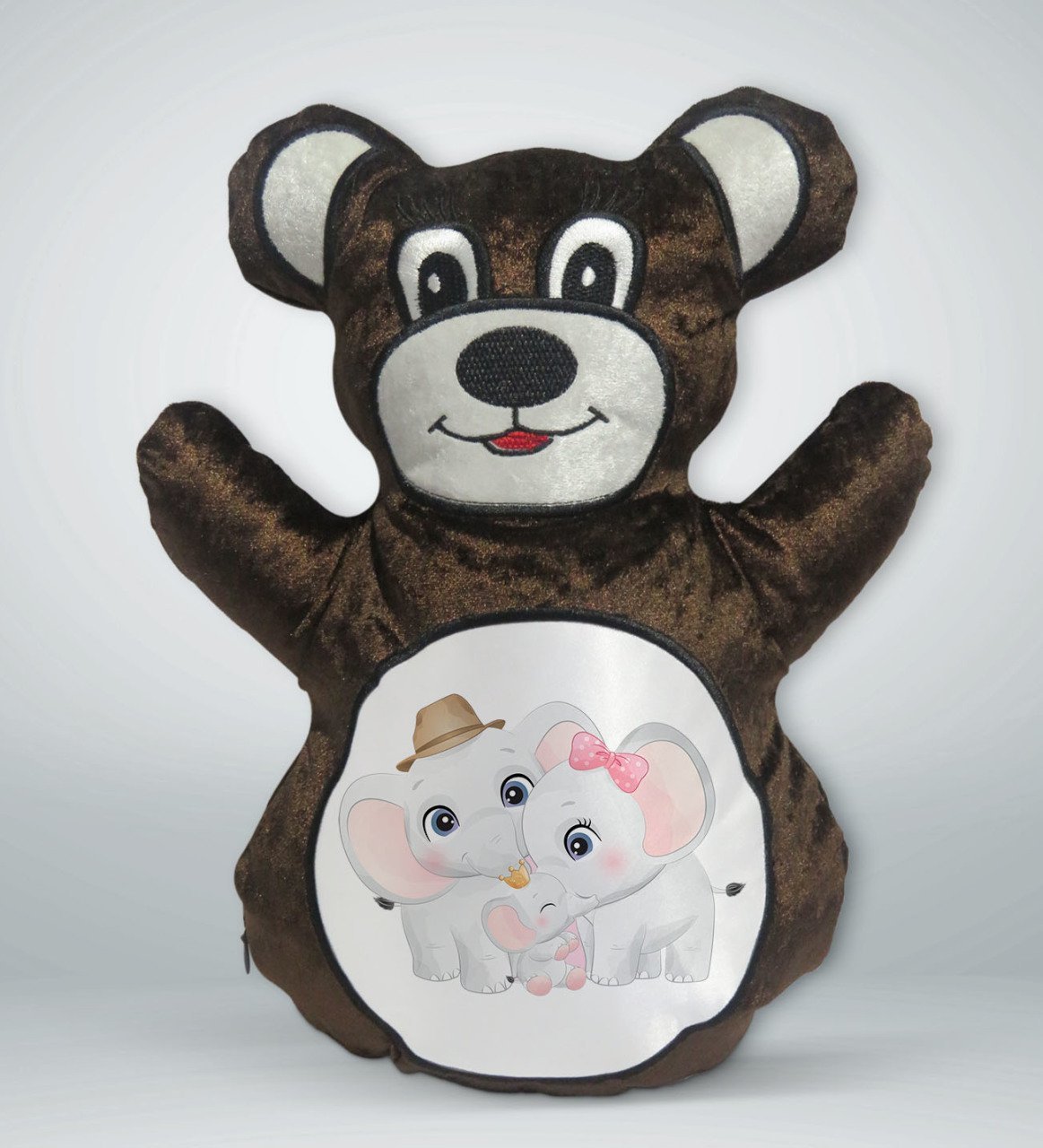 BK Gift Sevimli Fil Tasarımlı Kahverengi Ayıcık Yastık-10