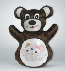 BK Gift Sevimli Fil Tasarımlı Kahverengi Ayıcık Yastık-10