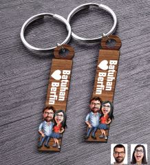 BK Gift Kişiye Özel Sevgili Temalı 2’li Ahşap Anahtarlık, Sevgiliye Hediye,Doğum Günü Hediyesi, Sevgililer Günü Hediyesi-7