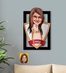 Kişiye Özel İsimli Kız Çocuk Karikatürlü 3D Ahşap Tablo-7