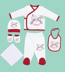 BK Kids Kişiye Özel Hastane Çıkışı, Bebek Kıyafeti, Yeni Doğan Bebek Hediyesi, 6 Parça Kırmızı Bebek Elbise Giyim Seti-19