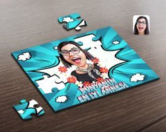 Kişiye Özel Dünyanın En İyi Annesi Karikatürlü Ahşap Puzzle-1