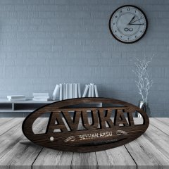 Kişiye Özel Mesleki Avukat Ahşap Masa İsimliği (Model E3)