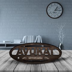 Kişiye Özel Mesleki Avukat Ahşap Masa İsimliği (Model E3)