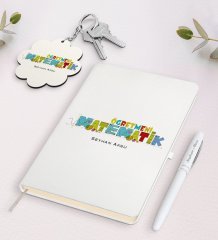 Kişiye Özel Matematik Öğretmeni Beyaz Defter Kalem ve Anahtarlık Hediye Seti-2